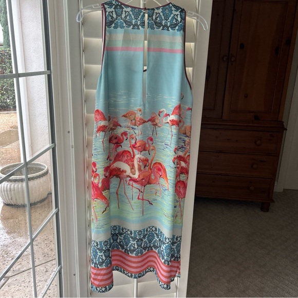 Anthropologie Dream Daily Flamingo Shift Dress Sz M Resortwear Beach Colorful - Picture 4 of 10